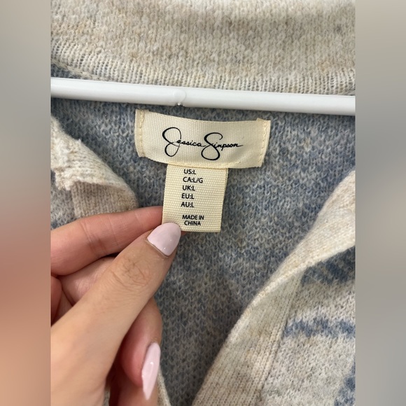 White and Blue Wool Flannel Dress - Picture 2 of 2